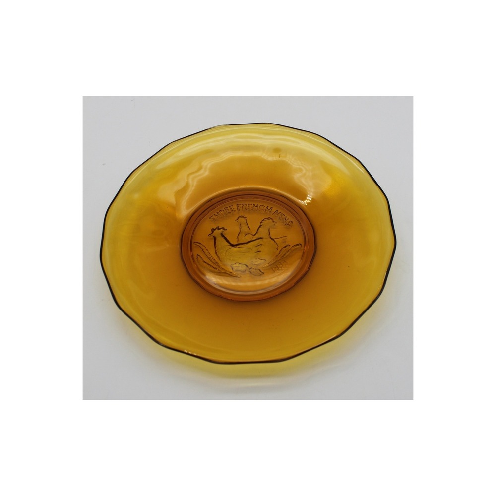 Vtg Tiara Amber Glass "Twelve Days of Christma" French Hens Collector Plate